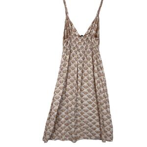 Made in Italy Dragonfly Fan Print Gold Foil Sundress V-Neck Spaghetti Strap S